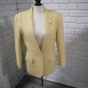 Herman Geist Ladies Size 8 Fully Lined Yellow/Gold Wool & Cashmere Blend Blazer